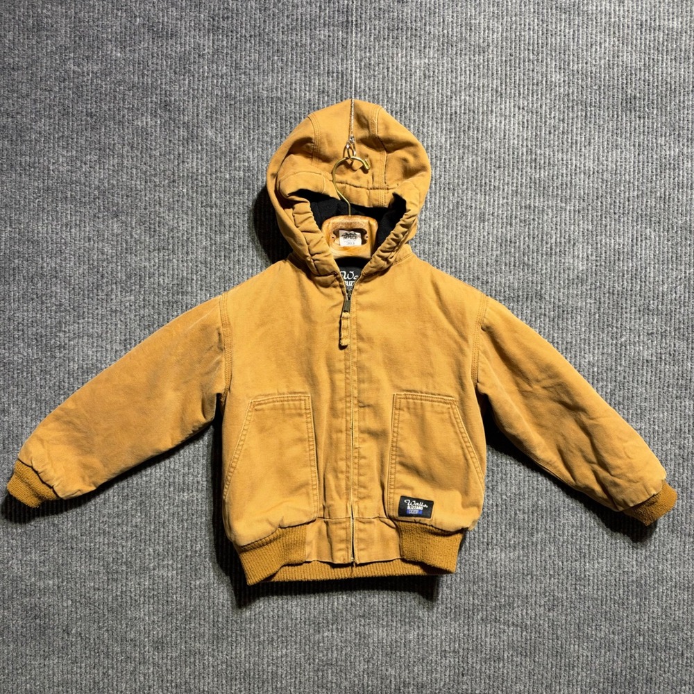 Vintage Walls Blizzard Pruf Jacket Youth Small 6/7 Tan Workwear Hooded Canvas